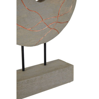 Orsina Vena Round Wooden Sculpture | Mango Wood & Copper Tabletop Decor