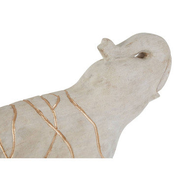 Orsina Vena Mango Wood Elephant Sculpture | Whitewash & Gold Finish