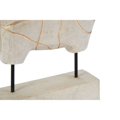 Orsina Vena Mango Wood Elephant Sculpture | Whitewash & Gold Finish