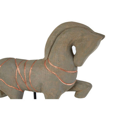 Orsina Vena Horse Sculpture – Hand-Carved Mango Wood with Copper Detail