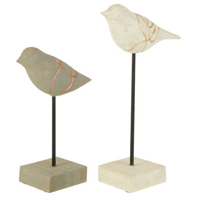 Orsina Vena Bird Sculptures – Set of 2 Mango Wood & Iron Home Decor