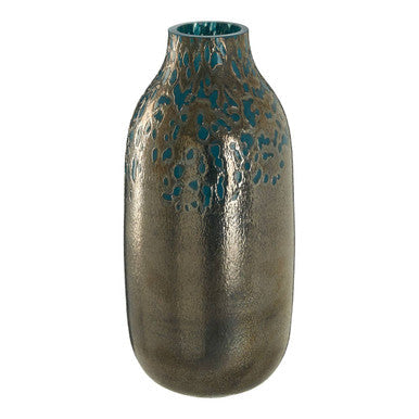 Orsina Caris Small Blue Speckled Glass Vase with Metallic Finish