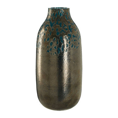 Orsina Caris Small Blue Speckled Glass Vase with Metallic Finish