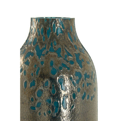 Orsina Caris Small Blue Speckled Glass Vase with Metallic Finish