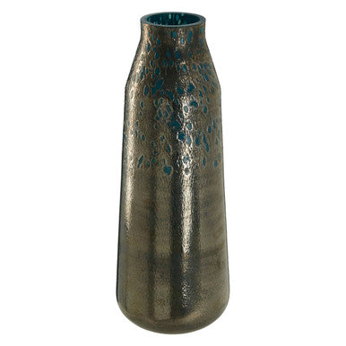 Orsina Caris Large Blue Speckled Glass Vase – Turquoise & Metallic