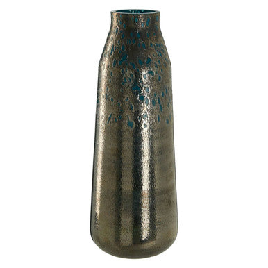 Orsina Caris Large Blue Speckled Glass Vase – Turquoise & Metallic