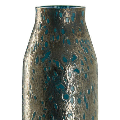Orsina Caris Large Blue Speckled Glass Vase – Turquoise & Metallic