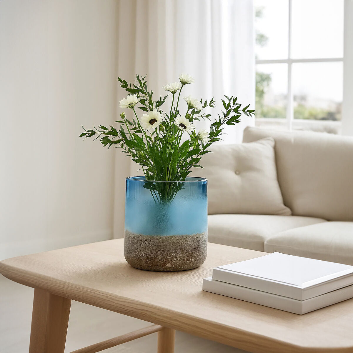 Orsina Chiara Small Blue Sand Effect Vase – Coastal Textured Decor