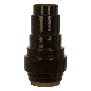 Orsina Kaga Black Earthenware Vase – Sculptural Textured Modern Decor