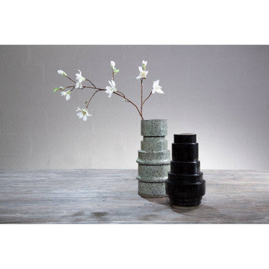 Orsina Kaga Black Earthenware Vase – Sculptural Textured Modern Decor