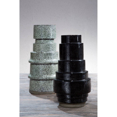 Orsina Kaga Black Earthenware Vase – Sculptural Textured Modern Decor