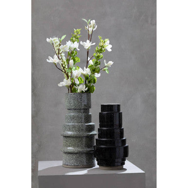 Orsina Kaga Black Earthenware Vase – Sculptural Textured Modern Decor