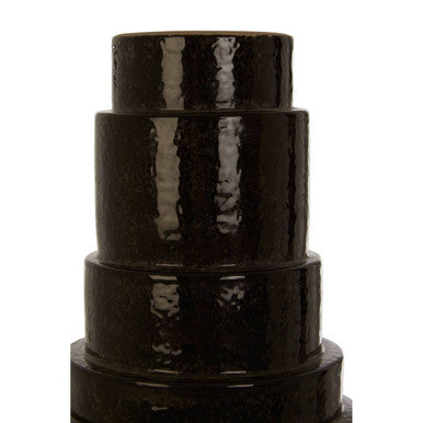 Orsina Kaga Black Earthenware Vase – Sculptural Textured Modern Decor