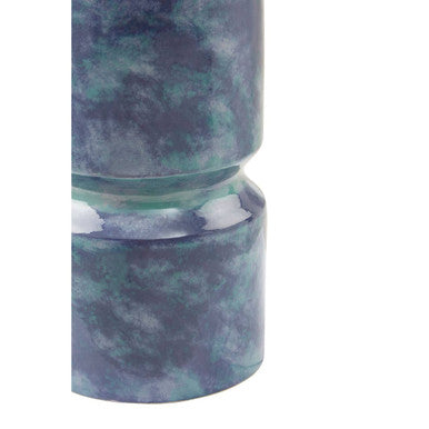 Orsina Ciano Large Earthenware Vase – Speckled Teal Geometric Decor