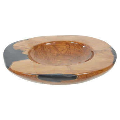 Orsina Surak Teak Wood and Black Resin Bowl – Hand-Carved Centerpiece