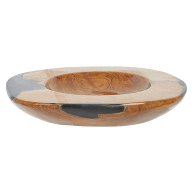 Orsina Surak Teak Wood and Black Resin Bowl – Hand-Carved Centerpiece