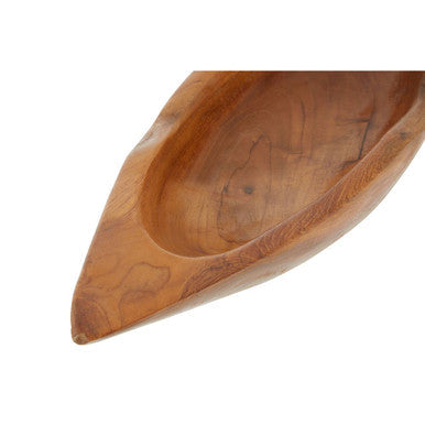 Orsina Surak Medium Teak Wood Boat Dish – Sculptural Table Centerpiece