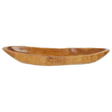 Orsina Surak Large Teak Wood Boat Dish – Sculpted Table Centerpiece
