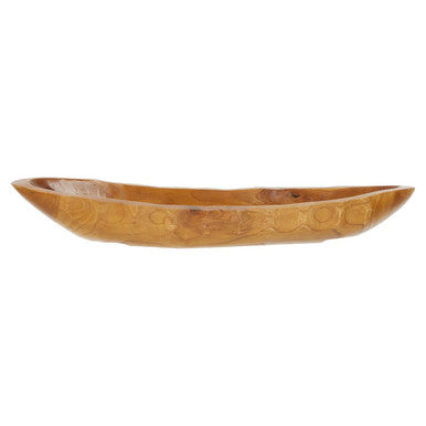 Orsina Surak Large Teak Wood Boat Dish – Sculpted Table Centerpiece
