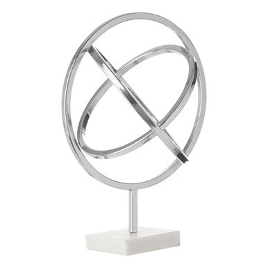 Orsina Silver Spiral Sculpture | Modern Abstract Art with Marble Base
