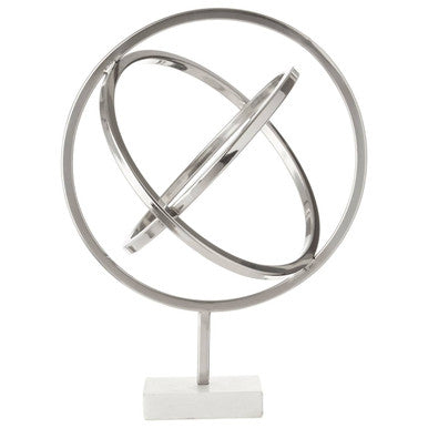 Orsina Silver Spiral Sculpture | Modern Abstract Art with Marble Base