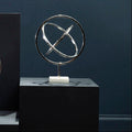 Orsina Silver Spiral Sculpture | Modern Abstract Art with Marble Base