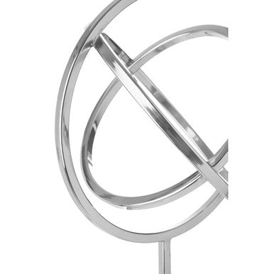 Orsina Silver Spiral Sculpture | Modern Abstract Art with Marble Base