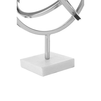 Orsina Silver Spiral Sculpture | Modern Abstract Art with Marble Base
