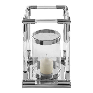 Orsina Lucita Small Silver Candle Holder with Acrylic and Glass
