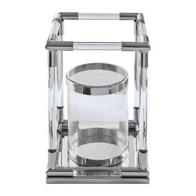 Orsina Lucita Small Silver Candle Holder with Acrylic and Glass
