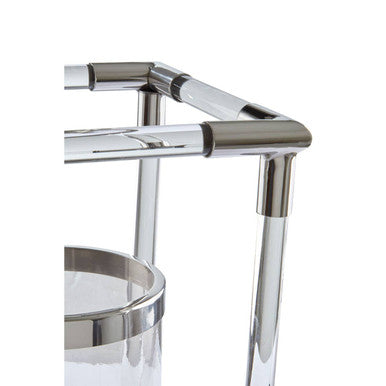 Orsina Lucita Small Silver Candle Holder with Acrylic and Glass