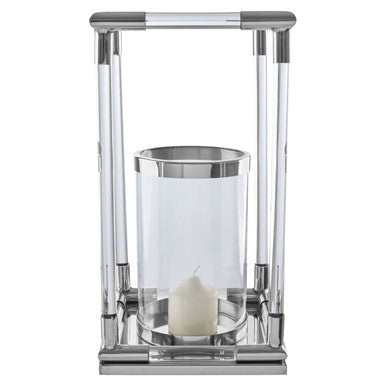 Orsina Lucita Large Silver Candle Holder | Modern Acrylic & Steel