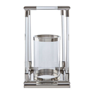 Orsina Lucita Large Silver Candle Holder | Modern Acrylic & Steel