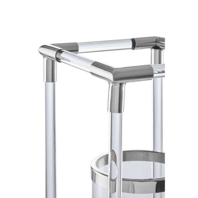 Orsina Lucita Large Silver Candle Holder | Modern Acrylic & Steel