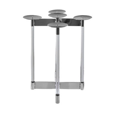 Orsina Lucita Silver Candelabra – 5-Sconce Stainless Steel Centerpiece