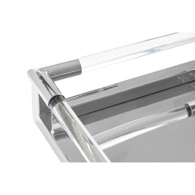 Orsina Lucita Silver Rectangular Tray | Modern Acrylic and Steel Decor
