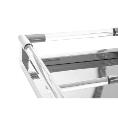 Orsina Lucita Silver Rectangular Tray | Modern Acrylic and Steel Decor