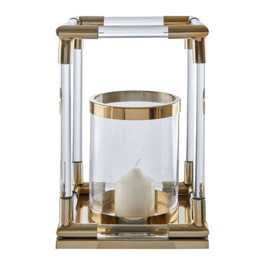 Orsina Lucita Small Gold Candle Holder - Acrylic and Steel Accent