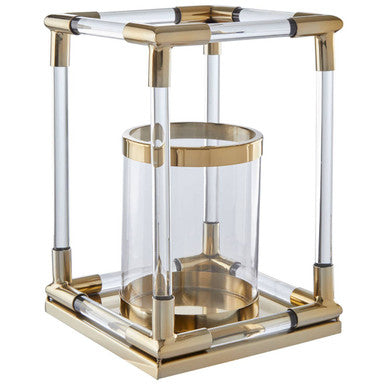 Orsina Lucita Small Gold Candle Holder - Acrylic and Steel Accent
