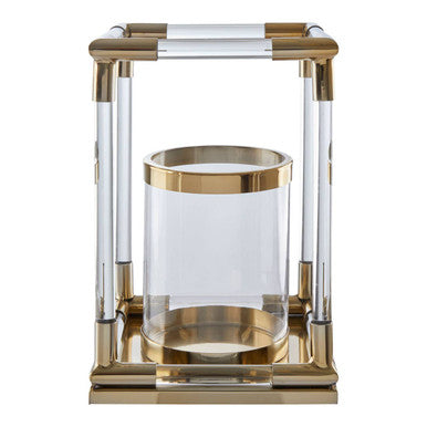 Orsina Lucita Small Gold Candle Holder - Acrylic and Steel Accent