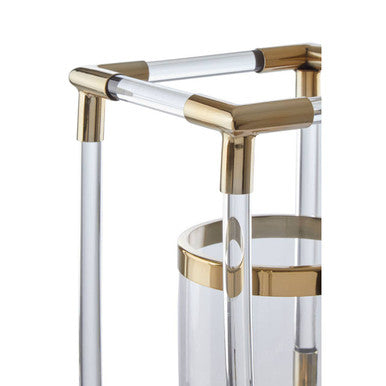 Orsina Lucita Small Gold Candle Holder - Acrylic and Steel Accent
