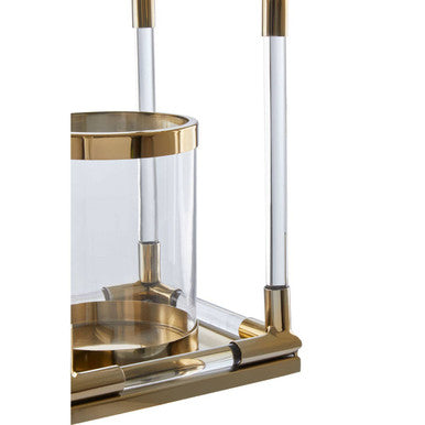 Orsina Lucita Small Gold Candle Holder - Acrylic and Steel Accent