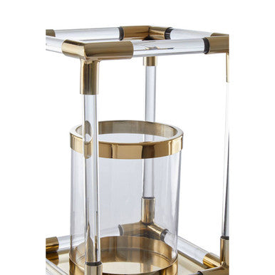 Orsina Lucita Small Gold Candle Holder - Acrylic and Steel Accent