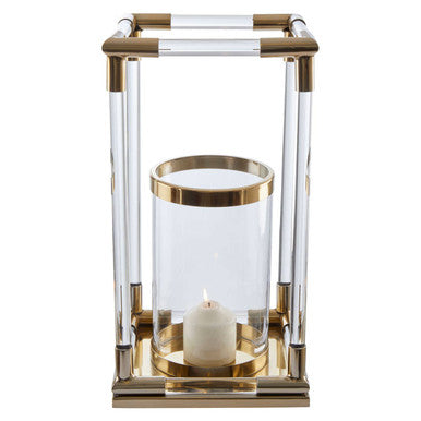 Orsina Lucita Large Gold Candle Holder – Acrylic and Steel Pillar Stand