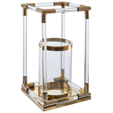 Orsina Lucita Large Gold Candle Holder – Acrylic and Steel Pillar Stand