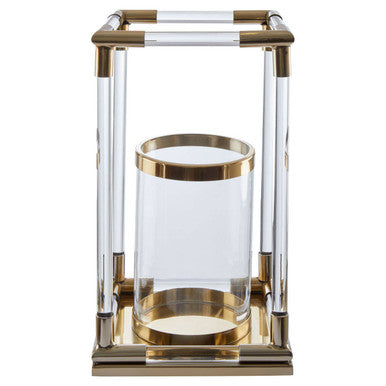 Orsina Lucita Large Gold Candle Holder – Acrylic and Steel Pillar Stand