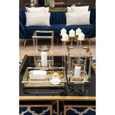 Orsina Lucita Large Gold Candle Holder – Acrylic and Steel Pillar Stand