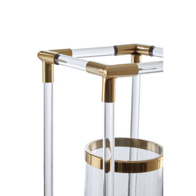 Orsina Lucita Large Gold Candle Holder – Acrylic and Steel Pillar Stand
