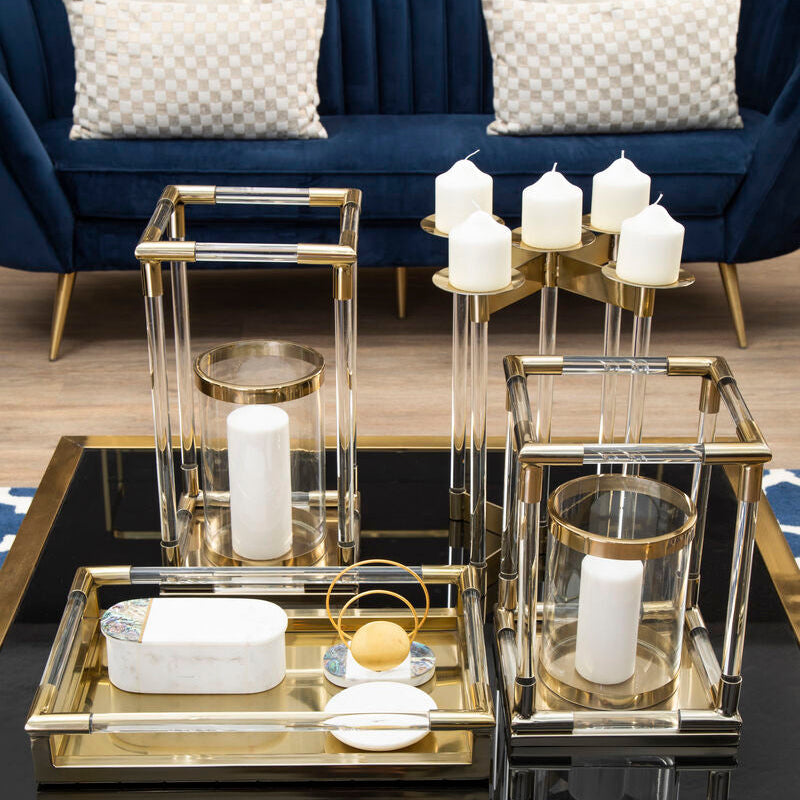 Orsina Lucita Gold Candelabra – 5-Light Stainless Steel Centerpiece