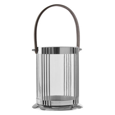 Orsina Astro Small Silver Lantern – Modern Steel and Glass Candleholder